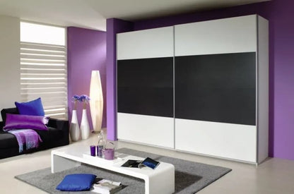 Quadra 2 Door Sliding Wardrobe in White and Metallic Grey - W 271cm