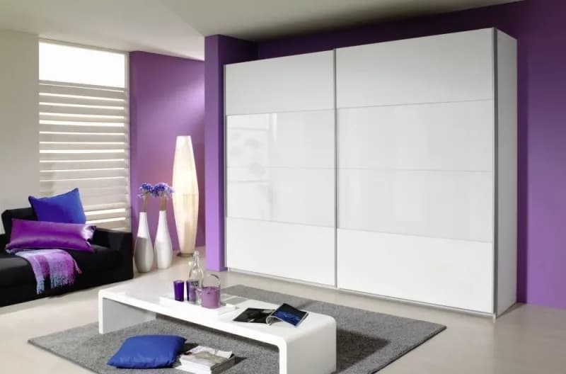 Quadra 2 Door Sliding Wardrobe in White Partial Glass - W 271cm
