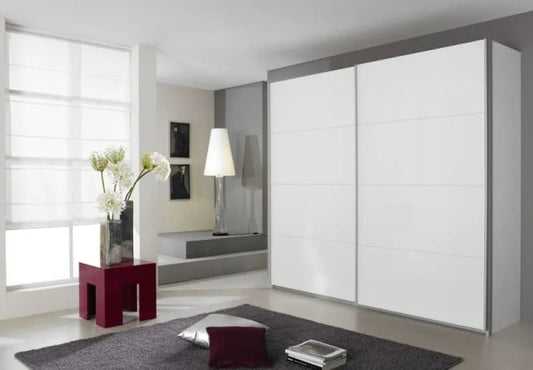 Quadra 2 Door Sliding Wardrobe in White - W 226cm