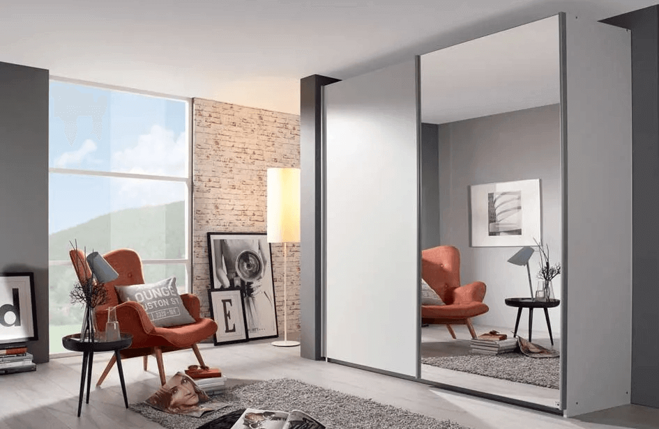 Sona 2 Door Mirror Sliding Wardrobe in White - W 181cm