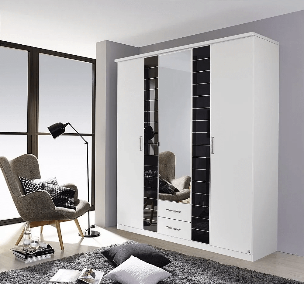Terano 3 Door Combi Wardrobe in White and Basalt - W 181cm