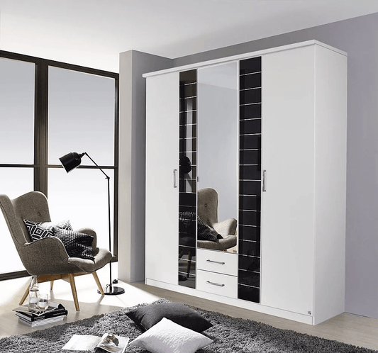 Terano 3 Door Combi Wardrobe in White and Basalt - W 181cm