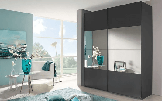 Zenaya 2 Door Mirror Sliding Wardrobe in Graphite - W 181cm