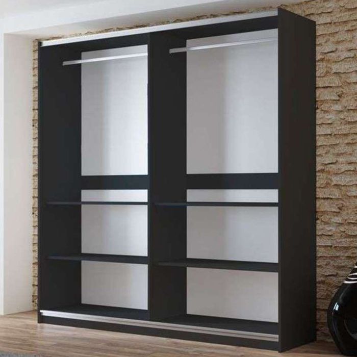 Boris Sliding 2 Door 200cm Wardrobe with Mirror - Graphite Grey