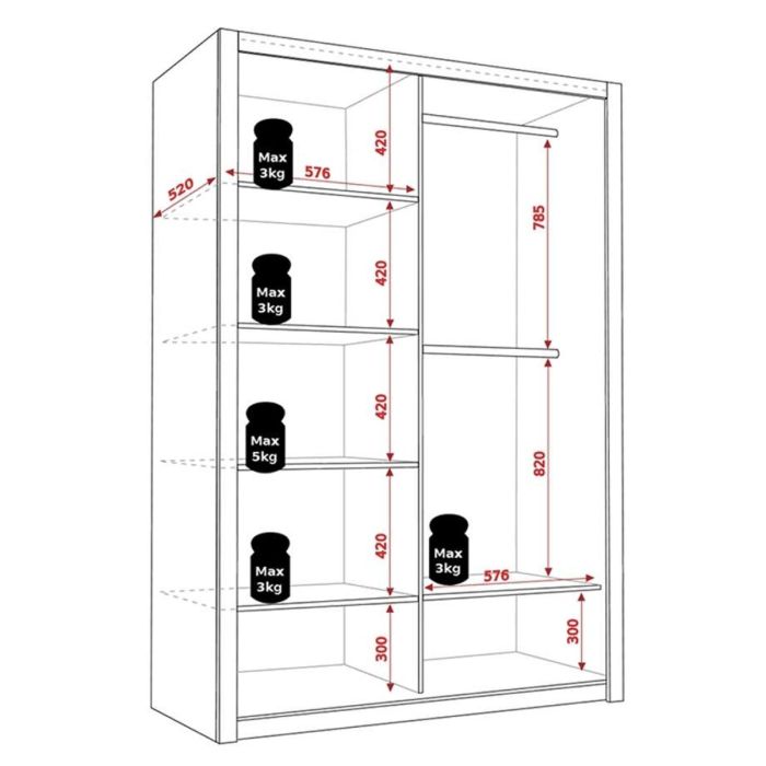 Bonito Sliding Door Wardrobe with Mirror - 120 White
