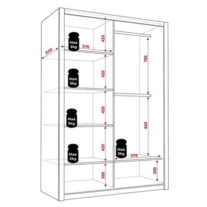 Bonito Sliding Door Wardrobe with Mirror - 120 White