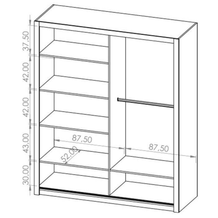 Bonito Sliding 2 Door Wardrobe with Mirror - 180 Oak Monastery