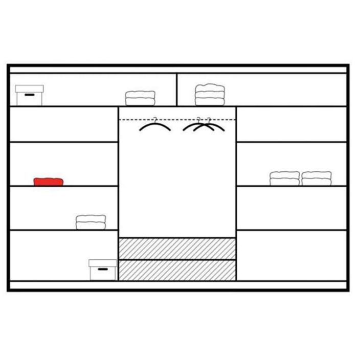 Kinross ii Sliding Door Squares Design 205cm Mirror Wardrobe - White Gloss, Graphite