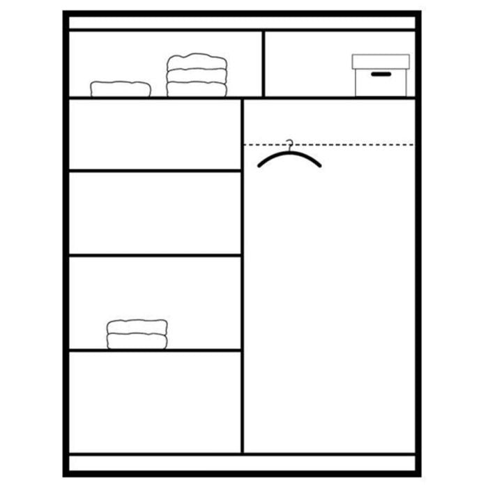 Highland Sliding 2 Door Mirrored 150cm Wardrobe - White with Black