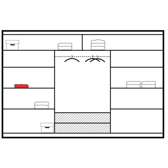 Salford Sliding Door 250cm Wardrobe with Black Glass Mirror - White