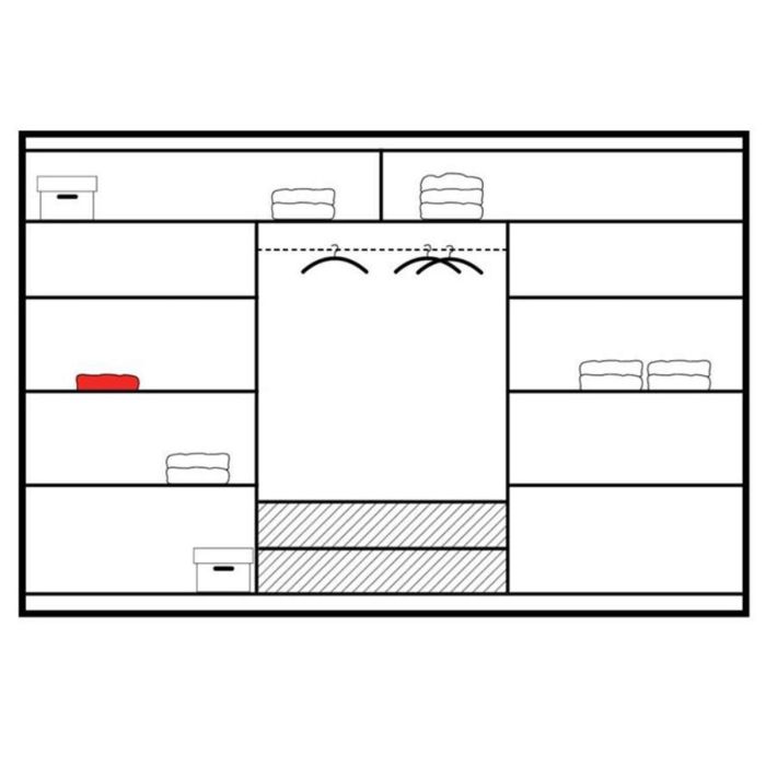 Somerset Sliding Door 250cm Wardrobe With Mirror - White