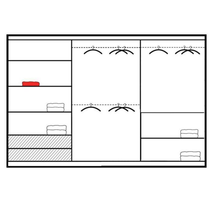 Oldham Sliding 3 Door 250 Wardrobe with Mirror - White