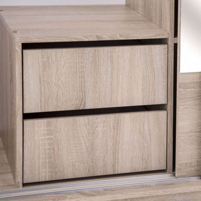 Blackburn Sliding Door 180cm Wardrobe Sonoma Oak with Black Gloss Panel