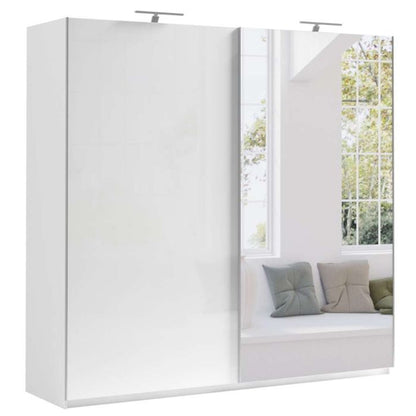 Morocco Sliding 2 Door White Mirror High Gloss Wardrobe - 150cm