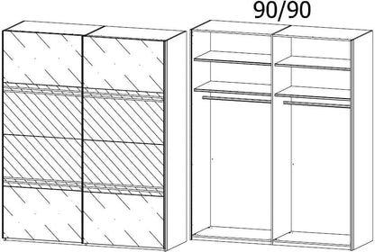 Miramar 2 Door Sliding Wardrobe in Silk Grey - W 181cm