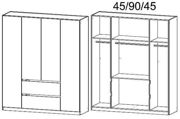 Mainz Alpine White 4 Door 2 Drawer Combi Wardrobe - 181cm