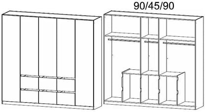 Mainz Alpine White 5 Door 6 Drawer Combi Wardrobe - 226cm