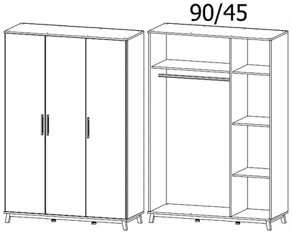 Carlsson Alpine White 3 Door Wardrobe - 136cm