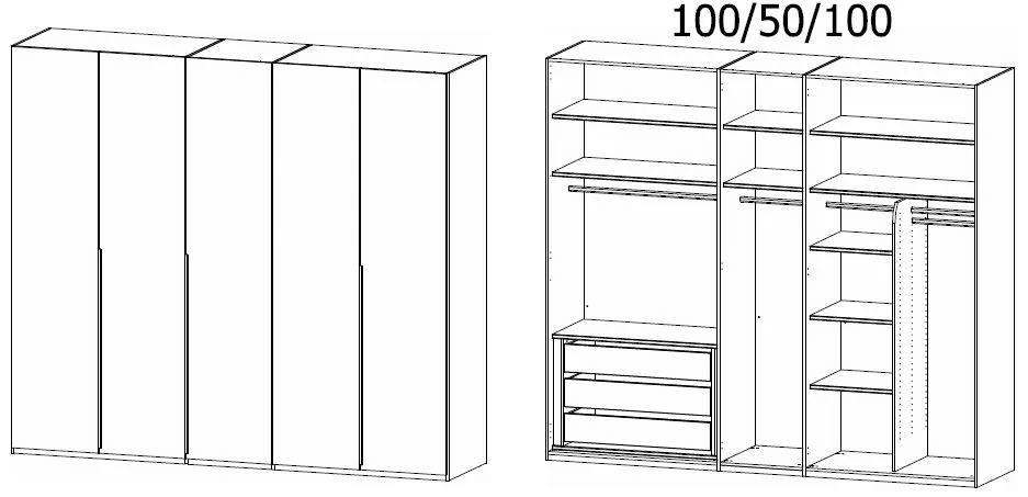 Purisma Graphite 5 Door Wardrobe - 251cm