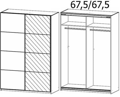 Subito Alpine White 2 Door Sliding Wardrobe with 1 Mirror Front - 136cm
