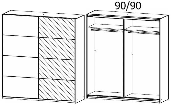 Subito Metallic Grey 2 Door Sliding Wardrobe with 1 Mirror Front - 181cm