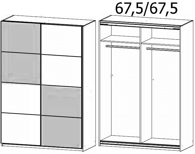 Subito Sonoma Oak and Alpine White 2 Door Sliding Wardrobe - 136cm