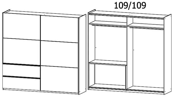 Sevilla Artisan Oak 2 Door 2 Drawer Combi Sliding Wardrobe with Aluminium Handle Strips - 218cm