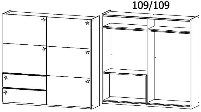Sevilla High Gloss Alpine White 2 Door 2 Drawer Combi Sliding Wardrobe with Aluminium Handle Strips - 218cm