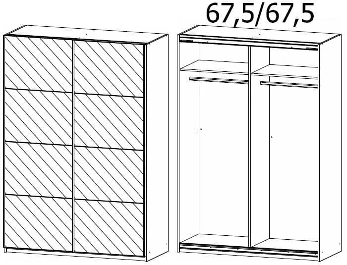 Subito Alpine White 2 Mirror Door Sliding Wardrobe - 136cm