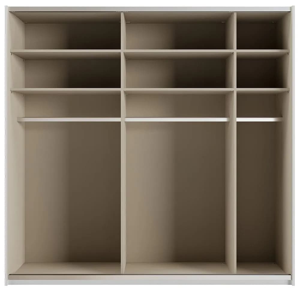 Miramar 2 Door Sliding Wardrobe with Black Glass and Mirror Front - W 226cm