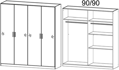 Celle 4 Door White Gloss Wardrobe - 181cm - Alpine White and High Gloss White