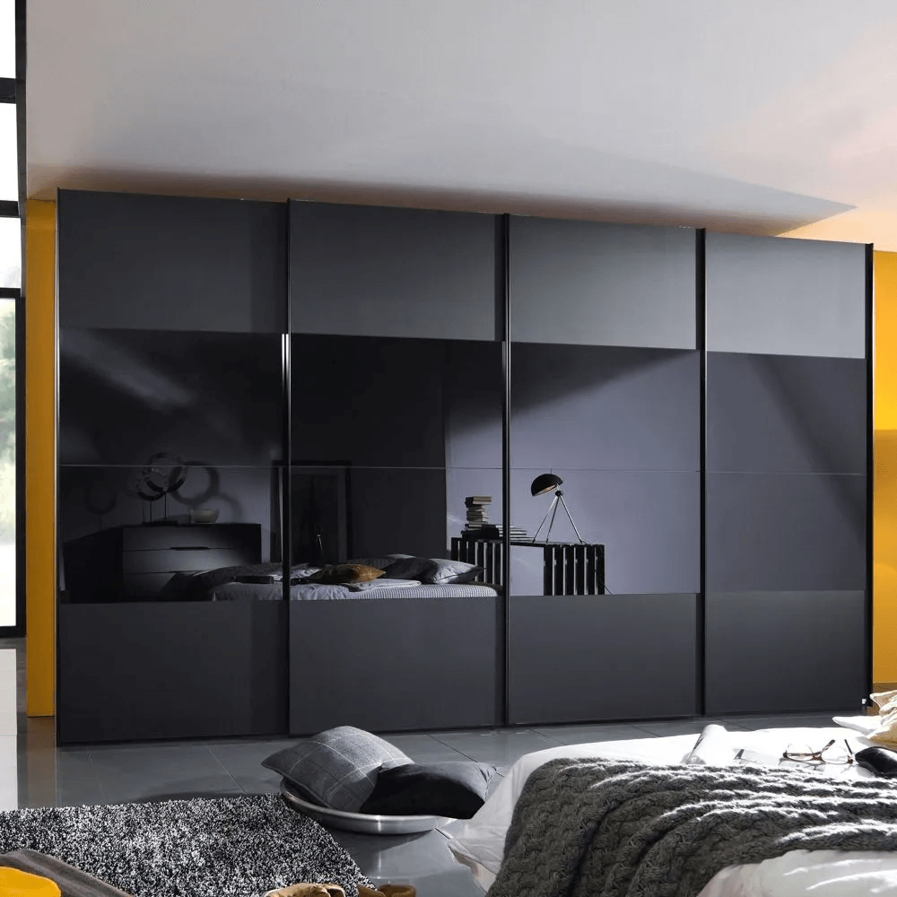 20UP Front 3A 2 Door Black Gloss Sliding Wardrobe - 340cm