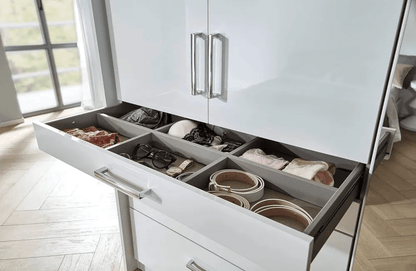 Homburg 4 Door Combi Wardrobe in White - 181cm - Alpine White Carcase and High Polish White Front