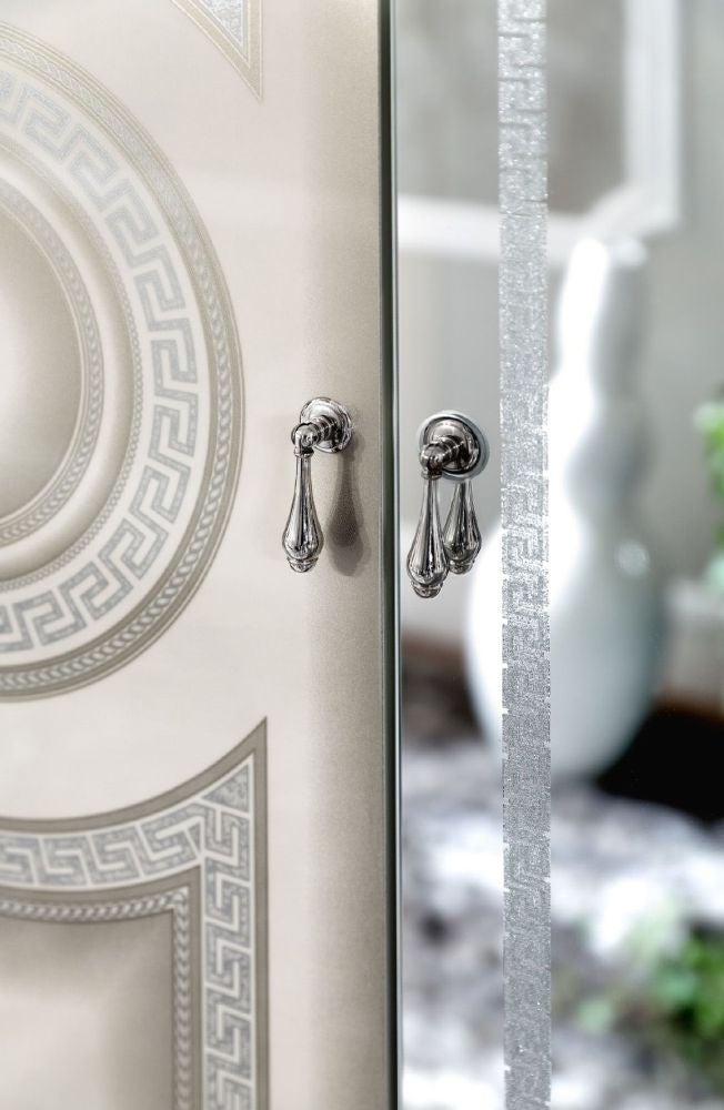 Aida White and Silver Italian 4 Door Wardrobe