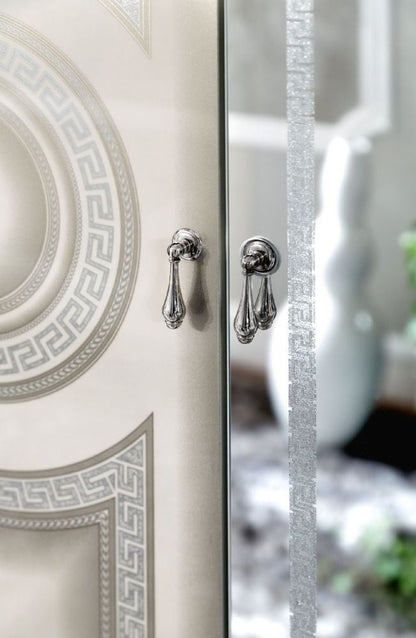 Aida White and Silver Italian 4 Door Wardrobe