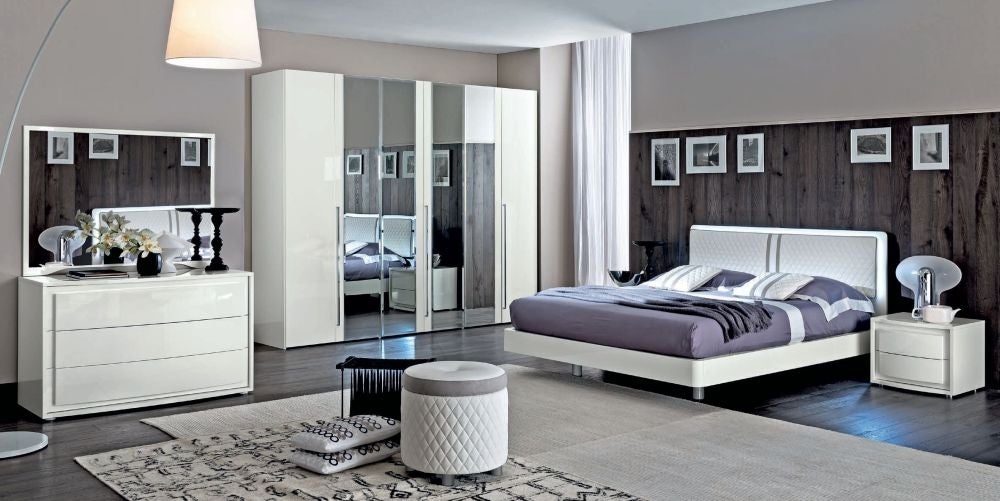 Dama Bianca Night White Italian 6 Door Mirror Wardrobe
