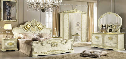 Leonardo Night Italian Ivory High Gloss and Gold 4 Door Wardrobe