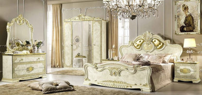 Leonardo Night Italian Ivory High Gloss and Gold 4 Door Wardrobe
