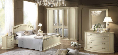 Siena Night Ivory Italian 5 Door Wardrobe with 3 Mirror