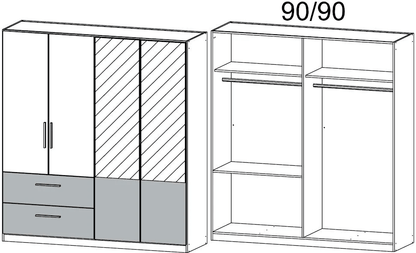 Alvor 4 Door Combi Wardrobe in Oak and White - W 181cm