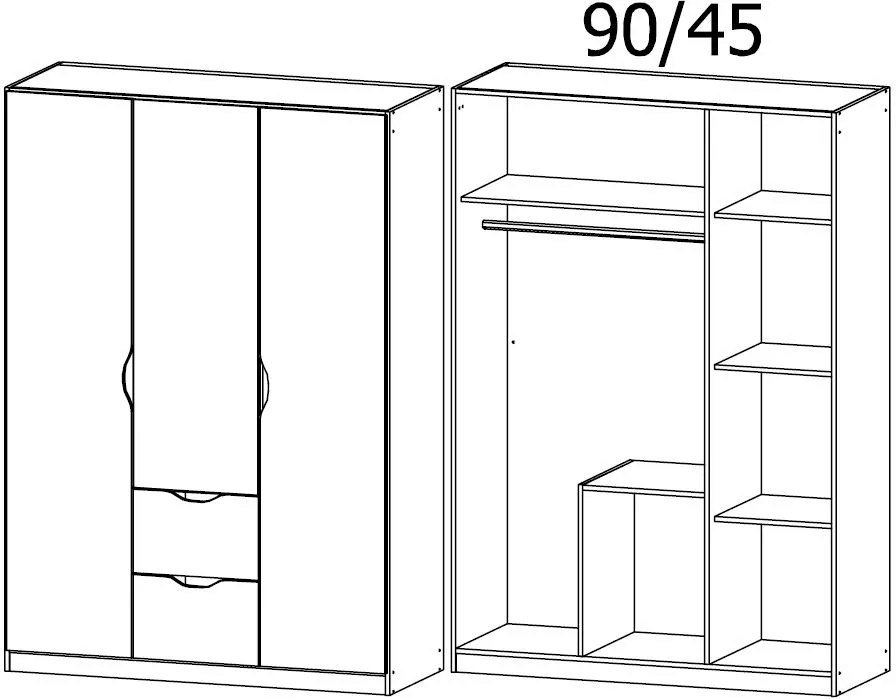 Arnstein 3 Door Wardrobe in Oak and White - W 136cm