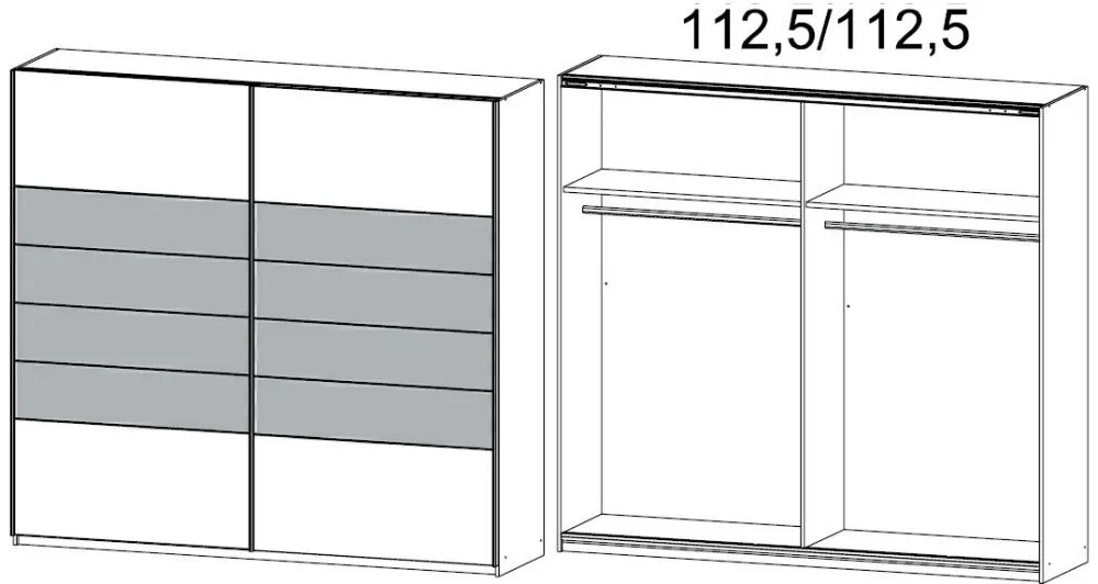 Barcelona 2 Door Sliding Wardrobe in White and Lava Grey - W 226cm