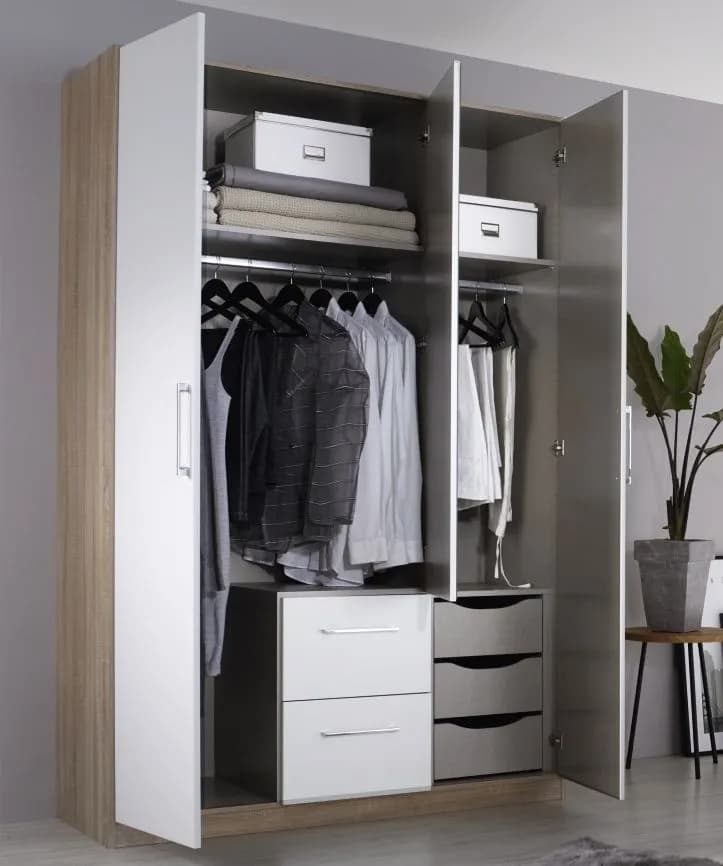 Ellesse 3 Door 2 Drawer Combi Wardrobe in Sonoma Oak and Alpine White - W 136cm