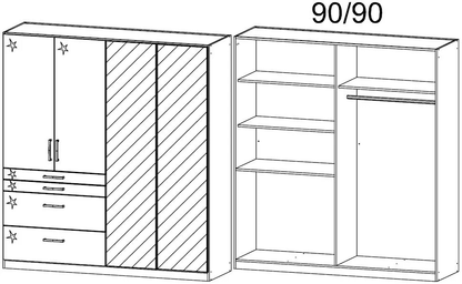 Homburg 4 Door Combi Wardrobe in Stirling Oak and White Gloss - W 181cm