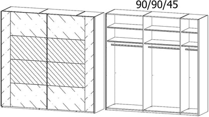 Miramar 2 Door Mirror Sliding Wardrobe in Silk Grey - W 226cm