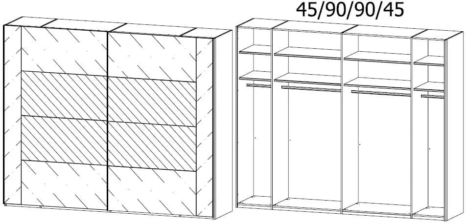 Miramar 2 Door Mirror Sliding Wardrobe in White - W 271cm