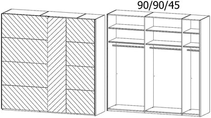 Miramar 2 Door Sliding Wardrobe in Basalt - W 226cm