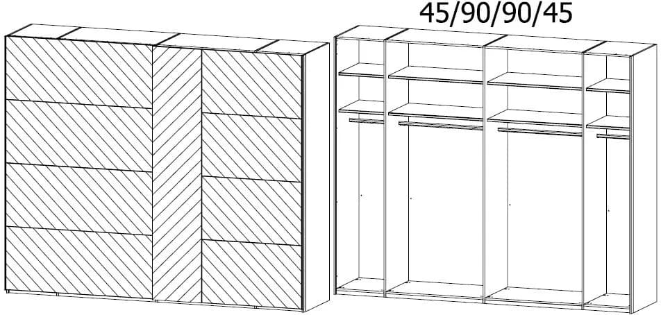 Miramar 2 Door Sliding Wardrobe in White - W 271cm