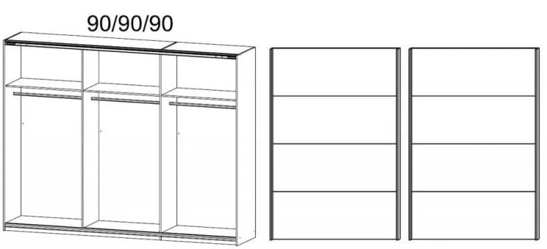 Quadra 2 Door Sliding Wardrobe in Oak and White - W 271cm