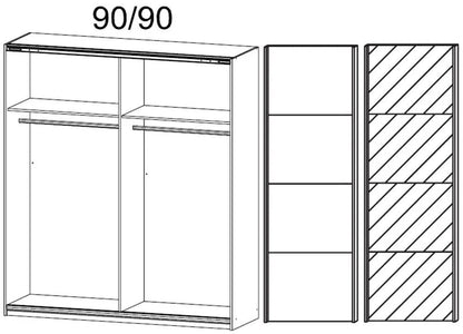 Quadra 2 Door Mirror Sliding Wardrobe in Sonoma Oak- W 181cm